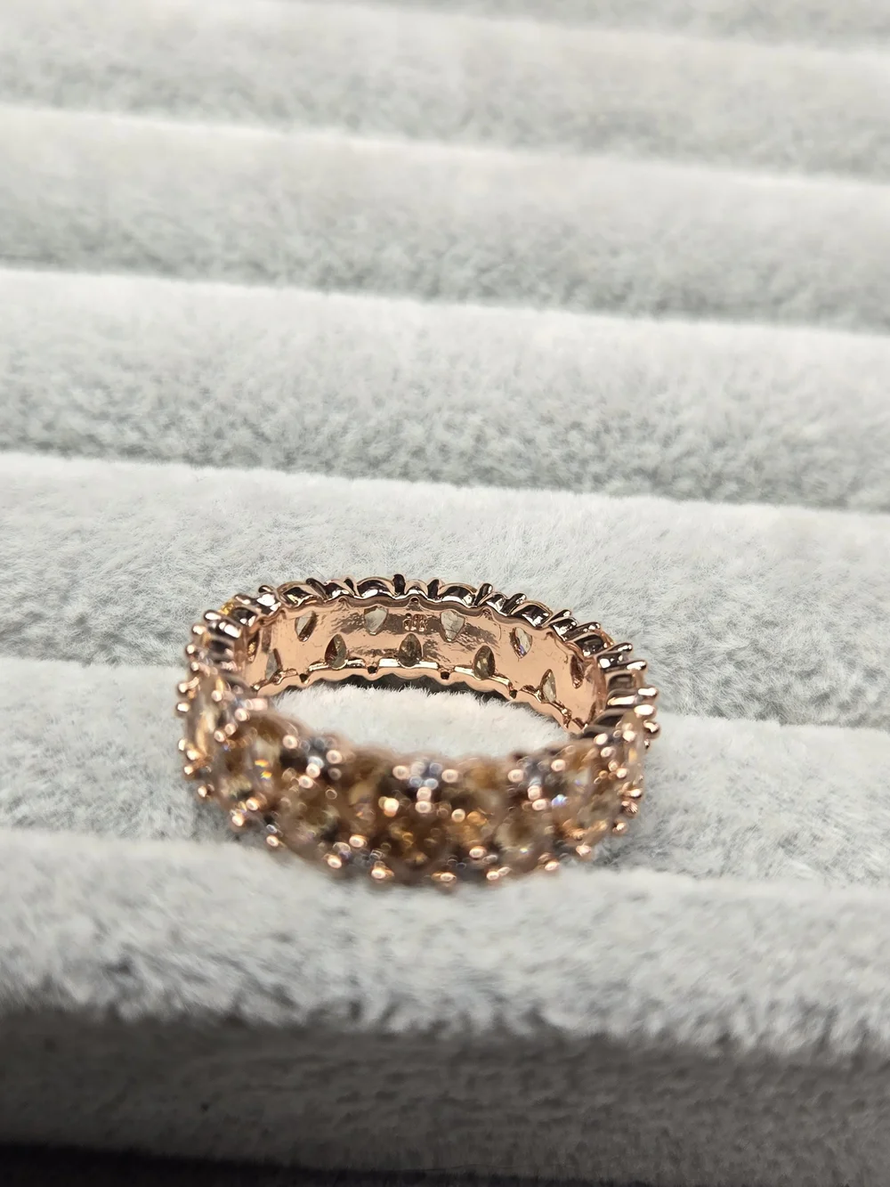 Size 7 Smokey Topaz Cubic Zirconia Rose Gold Plated November Birthday Bomb Party